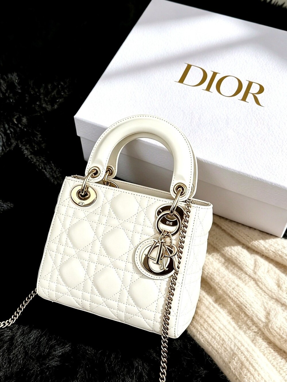 Mini Lady Dior Bag White Cannage Lambskin